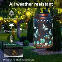 Pearlstar Butterfly Lantern Outdoor Solar Hanging Lantern Waterproof Solar Light Decorative For Table Patio Yard Garden Lawn Lan