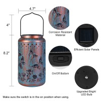 Pearlstar Butterfly Lantern Outdoor Solar Hanging Lantern Waterproof Solar Light Decorative For Table Patio Yard Garden Lawn Lan