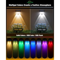 Jofios Solar Fence Lights 8 Pack, 50 Lumens Outdoor Fence Solar Lights With 12 Modes Rgb Color Glow Led Solar Lights Outdoor Waterproof, Solar Lights For Patio, Backyard, Deck, Fence, Railing.