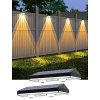 Solar Fence Lights Warm White Cold White Mixed Color 3 Modes Bright Lens Led Dusk To Dawn Deck Light Fence Solar Lights Ou