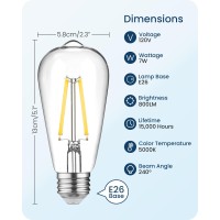 Goebleson 6 Pack St58 Dusk To Dawn Led Outdoor Light Bulb, Auto On/Off Photocell Sensor Bulb, 7W (60W Equivalent) 800 Lm, 5000K Daylight, E26 Base, Outdoor Edison Light Bulbs For Porch, Ul C2T5P605