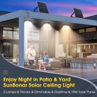 Sunbonar Solar Ceiling Lights Indoor Outdoor2 Pack Dimmable Daytime 3000K4000K6000K Solar Shed Lights With Onoff Switch