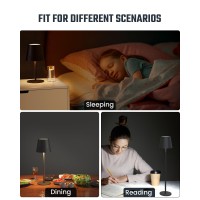 Superdanny Cordless Table Lamps 3 Adjustable Height 3 Light Colors Dimmable 4000Mah Rechargeable Battery Operated Table Light