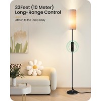 Goebleson Dimmable Floor Lamp For Living Room Corner Floor Lamp With Remote 66 Standing Tall Lamp Linen Lampshade 10W 800L