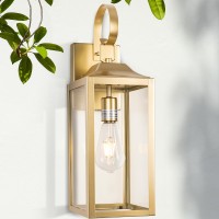 Yolsunes Large Outdoor Wall Lantern 19 Gold Outside Farmhouse Wall Sconce Light Fixture Industrial Wall Mount Light With Gla