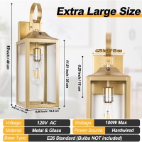 Yolsunes 19 Large Dusk To Dawn Outdoor Wall Light Gold Outside Farmhouse Wall Sconce Industrial Wall Mount Light Fixture Wa