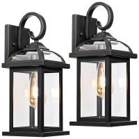 Roravilila Black Exterior Light Fixtures 2Pack Antirust Aluminum Outdoor Wall Lights For House Porch Lights Ip65 Waterproof C