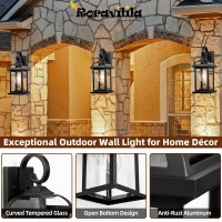 Roravilila Black Exterior Light Fixtures 2Pack Antirust Aluminum Outdoor Wall Lights For House Porch Lights Ip65 Waterproof C