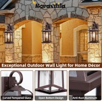 Roravilila Bronze Outdoor Wall Lanterns Aluminum Antirust Porch Lights 2Pack Exterior Light Fixtures Ip65 Waterproof Clear Gl