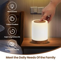 Funteam Night Light, Rechargeable Bedside Touch Lamp, Dimmable Night Light With Warm Light & Color Changing Rgb,Touch Color-Changing Ring, Portable Night Lamp Table Lamp For Bedrooms.