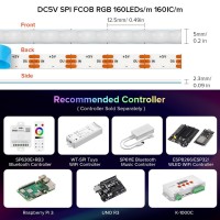 Btflighting Fcob Cob Xgb1338Ws2812B Ic Rgb 160Ledm 320Ic Led Strip Dc5V 65Ft Individual Addressable Flexible High Density U