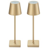 Kelary 2 Pack Cordless Table Lamp Rechargeable Led Desk Lamp 5200Mah Battery Operated Stepless Dimmable Portable Table Lights For Dinner/Restaurant/Outdoor Party/Coffee Shop Ip54 Waterproof Gold