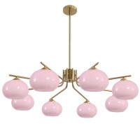 Kco Lighting 8 Lights Bubble Chandelier Pink Modern Pendant Light Kitchen Island Brushed Brass Chandelier Flush Mount Dining Roo