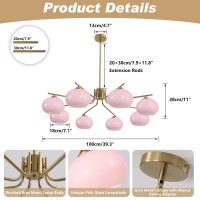 Kco Lighting 8 Lights Bubble Chandelier Pink Modern Pendant Light Kitchen Island Brushed Brass Chandelier Flush Mount Dining Roo