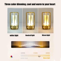 Jsxl Cordless Small Table Lamp, Lumisom Crystal Lamp, Decoration Atmosphere Night Light, 3 Colors Rechargeable Cordless Led Lights For Home Bedroom Decor (Gold)