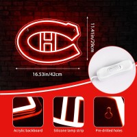 Ice Hockey Neon Sign Montreal Sports Hockey Team Canadiens Led Sign Sport Neon Lights Hockey Light Hockey Club Decor Hockey Gift