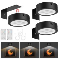 3Pack Picture Light Rechargeable Battery Operated Painting Light Magnetic Art Display Light With Remote Timerdimmable Picture F