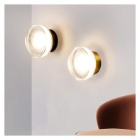 Wall Lamp Glass Wall Sconce Light Living Room Aisel Corridor Bedroom Lamp Bathroom Home Decoration Indoor Lighting Round Lighting (Color : Warm White, Size : A White)