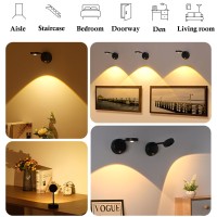 Yuewilai Wireless Picture Light Battery Operated Set Of 2 Painting Light With Motion Sensor And Remote Control Stepless Dimmin