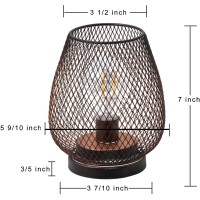 Needomo Battery Operated Lamp Table Powered Lantern Set Of 4 Metal Cage Cordless Lamps With Led Bulb Vintage Decorative Outdoo