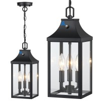 Large Outdoor Pendant Light Fixtures 3Light 15 Dusk To Dawn Exterior Hanging Lantern Porch Light Adjustable Black Hanging L