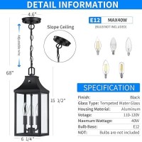 Large Outdoor Pendant Light Fixtures 3Light 15 Dusk To Dawn Exterior Hanging Lantern Porch Light Adjustable Black Hanging L