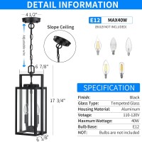 Large Outdoor Pendant Light 2Light 1775 Dusk To Dawn Modern Black Metal Outside Chandelier Exterior Hanging Fixture Ceiling