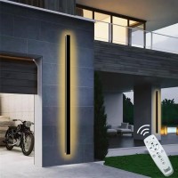 Gremlbuk 71Inch Long Outdoor Wall Light Dimmable Black Outdoor Wall Sconce With Remote Control Ip65 Waterproof Modern Exterior L