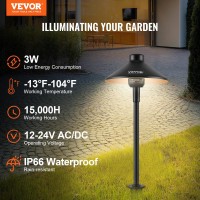 Vevor 8 Pack Low Voltage Landscape Path Lights, 3W 210Lm 12V-24Vac/Dc Outdoor Led Pathway Lighting, 3000K Warm White Walkway Lights With Quick Connectors, Ip66 Waterproof For Yard Garden Sidewalk