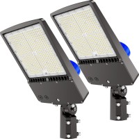 Hyperlite 300W Parking Lot Lighting 2Pack 45000Lm 5000K Shoebox Light With Photocell Street Pole Light With Slip Fitter Mount