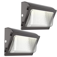 Hyperlite Led Wall Pack Light 120W 2Packs With Dusk To Dawn Photocell And Glass Lens Led Security Flood Commercial And Industria