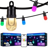 Enbrighten 2 Pack Led Premium Smart Color Changing String Lights 24Ft Black Cord 12 Shatterproof Acrylic Bulbs Weatherproof