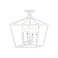 Jonathan Y Jyl7610E Plains Mini Lantern 12 4Light Iron Modern Farmhouse Led Flush Mount Office Living Room Family Room Di