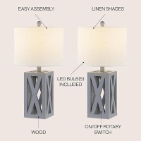 Jonathan Y Jyl1062Bset2 Stewart 215 Wood Led Table Lamp Farmhouse French Country Rustic Bohemian Bedroom Living Room O