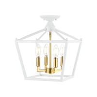 Jonathan Y Jyl7610F Plains Mini Lantern 12 4Light Iron Modern Farmhouse Led Flush Mount Office Living Room Family Room Di