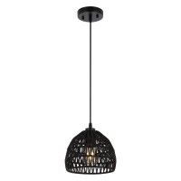 Jonathan Y Jyl6512B Campana 825 1Light Bohemian Modern Woven Ropeiron Led Pendant Farmhouse Coastal Transitional Office