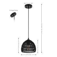 Jonathan Y Jyl6512B Campana 825 1Light Bohemian Modern Woven Ropeiron Led Pendant Farmhouse Coastal Transitional Office