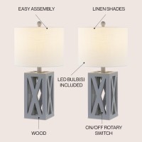 Jonathan Y Jyl1062Dset2 Stewart 215 Wood Led Table Lamp Farmhouse French Country Rustic Bohemian Bedroom Living Room O