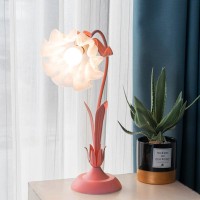 Yilcer Bedroom Flowers Reading Light French Romantic Atmosphere Sense Bedside Table Light Cream Style Pastoral Country French Rural Led Plant Flower Desk Light Acrylic Eye Protection For Home Living R