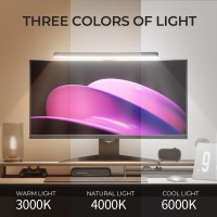 Geisofu Monitor Light Bar Curved With Rgb Backlight Computer Screen Lamp For Eye Caring Dual Light Source With Touch Control Tim