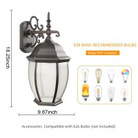 Lprzsg 9.87 Inch Porch Lights Outdoor, Exterior Light Fixture, Outside Waterproof Wall Fixture Sconce With Clear Glass Villa Garden Front Door Lighting