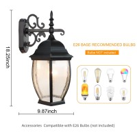 Lprzsg 9.87 Inch Porch Lights Outdoor, Outdoor Wall Lantern, Outside Waterproof Wall Fixture Sconce With Clear Glass Villa Garden Front Door Lighting