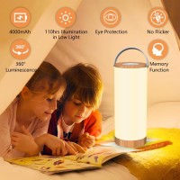 Humiieye Led Cordless Table Lamp - 4000Mah Rechargeable Lamp With Dimming 360 Eye-Care Lighting, Portable Touch Lamp For Outdoor Camping Living Room Bedroom Bedside Office, Nature Wood