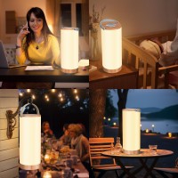 Humiieye Led Cordless Table Lamp - 4000Mah Rechargeable Lamp With Dimming 360 Eye-Care Lighting, Portable Touch Lamp For Outdoor Camping Living Room Bedroom Bedside Office, Nature Wood