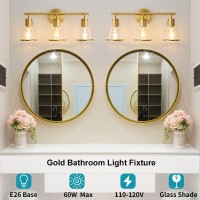 Nadosa Gold Vanity Light Bathroom Light Fixtures Over Mirror 3 Lights Bathroom Vanity Lights With Clear Glass Shade 22 Inch Mode