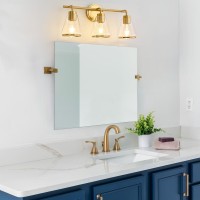 Nadosa Gold Vanity Light Bathroom Light Fixtures Over Mirror 3 Lights Bathroom Vanity Lights With Clear Glass Shade 22 Inch Mode