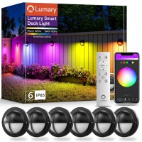 Lumary Smart Led Deck Lights, 12-24V Low Voltage Outdoor Step Lights, 2200K-2700K Rgbcw Color Changing Landscape Lighting For Deck, Fence, Post, Stair, Garden, Work With Alexa/Google Assistant 6 Pack