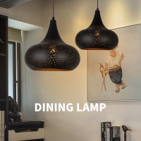 Jowjut Farmhouse Pendant Light Fixture Black Vintage Hanging Lamp Kitchen Island Retro Ceiling Pendant Lamp Loft Metal Iron Hollow Design Adjustable Cord Moroccan Chandelier Pendant Light