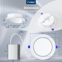 Amico 6 Pack 6 Inch 5Cct Gimbal Led Recessed Lighting Directional Adjustable Ceiling Downlight Angled Dimmable Canless Light W