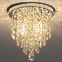 Baunoisk 3 Lights Mini Chandelier Fixture H11Xw10 Small Modern Crystal Flush Mount Ceiling Light For Bathroom Bedroom Hallway Cl